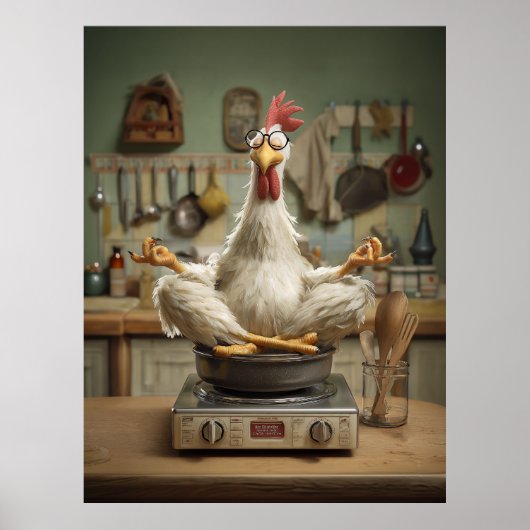 Grappige Zen Kip Kook Scene Poster (Voorkant)