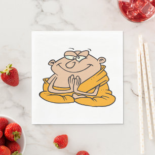 Grappige Zen-monnik Mediterende Man Servet