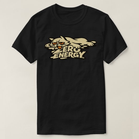 Grappige Zero Energie Kat Smelt Illustratie T-shirt (Design voorkant)