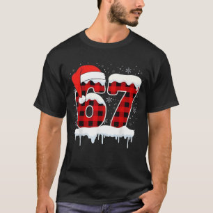 Grappige Zes Zeven 67 Kerstmis Rode Geruite Xmas G T-shirt