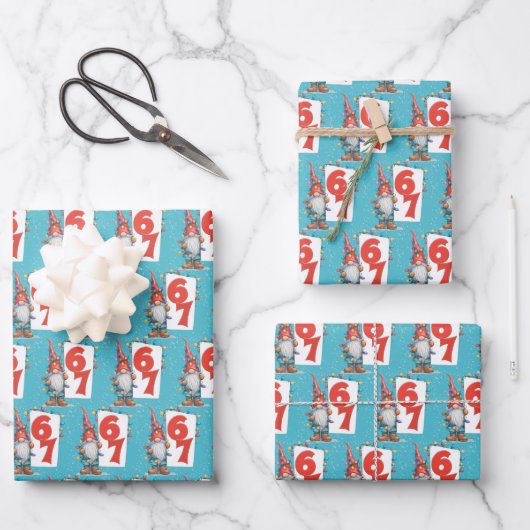 Grappige Zes Zeven 67 Kinderen Kerstmis Inpakpapier Vel (Voorkant)