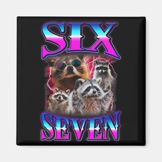 Grappige zes zeven 67 Meme 67 Wasbeer Meme Bootleg Magneet (Voorkant)