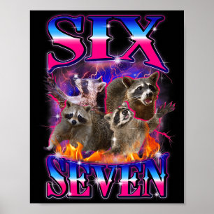 Grappige Zes Zeven 67 Meme 67 Wasbeer Meme Bootleg Poster