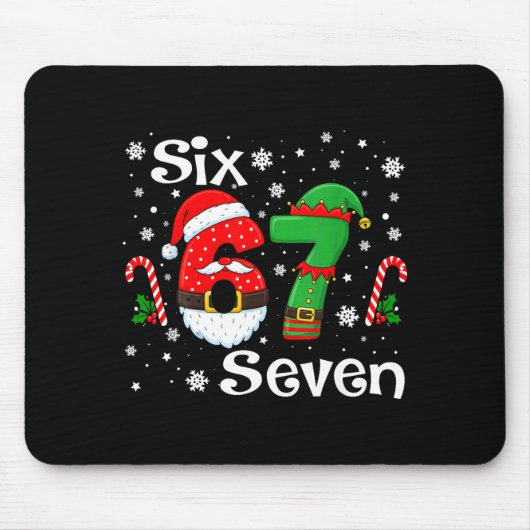 Grappige Zes Zeven 67 Meme 6 7 Elf Kerstman Kerstm Muismat (Voorkant)