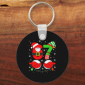 Grappige Zes Zeven 67 Meme 6 7 Elf Santa Kerstmis Sleutelhanger (Voorkant)