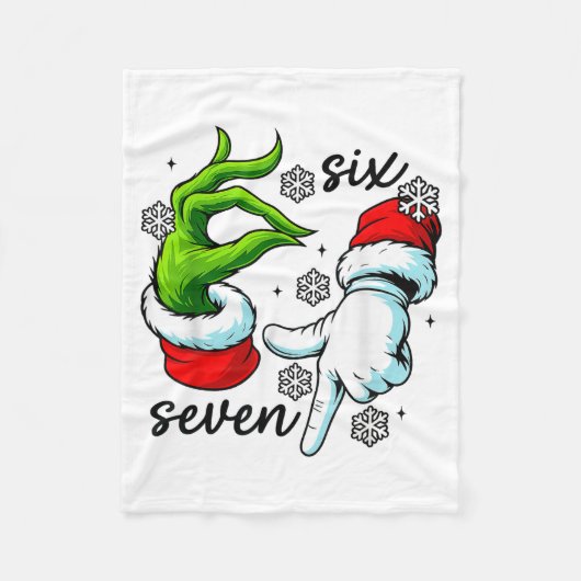 Grappige Zes Zeven 67 Meme 6 7 Kerst Elf Hand Jong Fleece Deken (Voorkant)