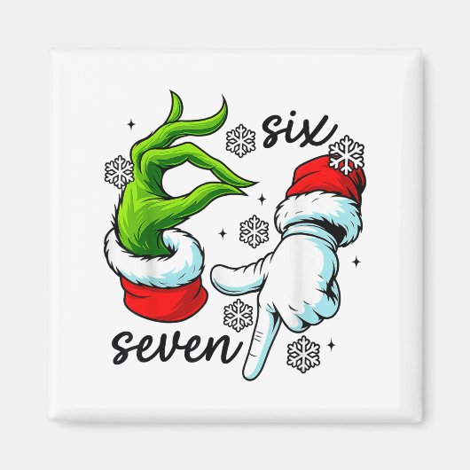 Grappige Zes Zeven 67 Meme 6 7 Kerst Elf Hand Jong Magneet (Voorkant)