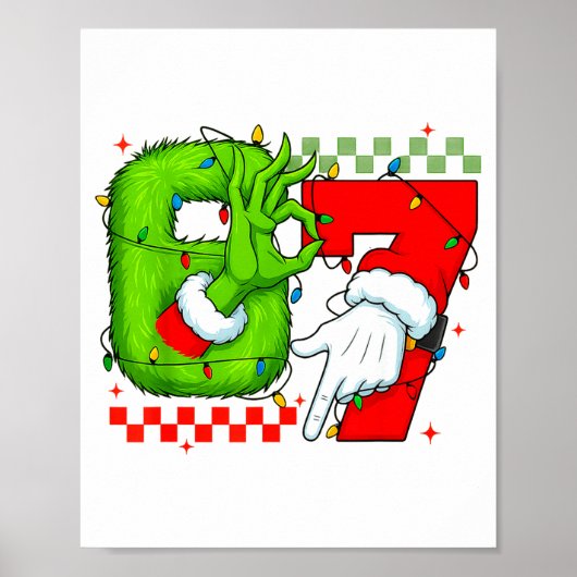 Grappige Zes Zeven 67 Meme 6 7 Kerst Elf Hand Jong Poster (Voorkant)