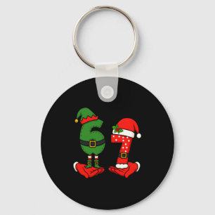 Grappige Zes Zeven 67 Meme 6 7 Kerst Elf Hand Jong Sleutelhanger