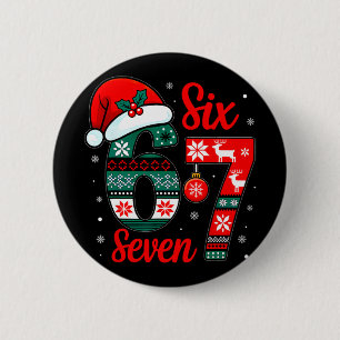 Grappige Zes Zeven 67 Meme 6 7 Kerst Kleding Heren Ronde Button 5,7 Cm