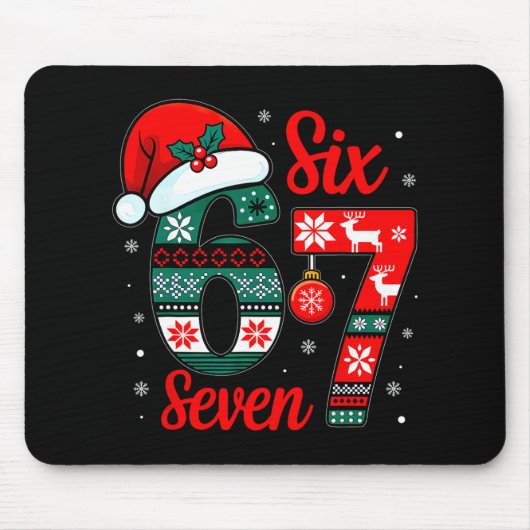 Grappige Zes Zeven 67 Meme 6 7 Kerst Pyjama's Here Muismat (Voorkant)