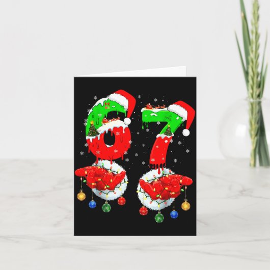 Grappige Zes Zeven 67 Meme 6 7 Kerstman Hand B Kaart (Voorkant)