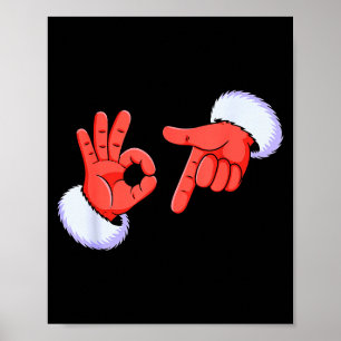 Grappige Zes Zeven 67 Meme 6 7 Kerstman Hand B Poster