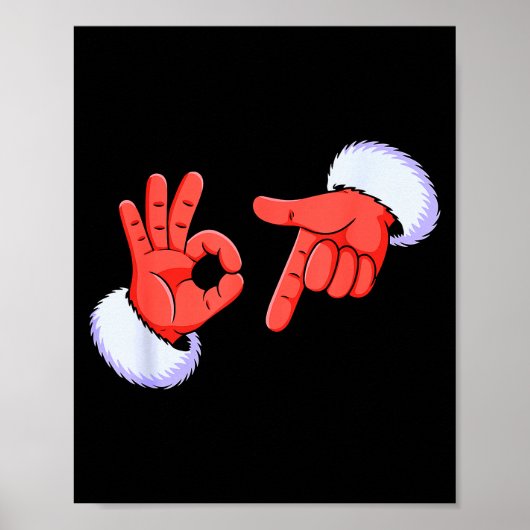 Grappige Zes Zeven 67 Meme 6 7 Kerstman Hand B Poster (Voorkant)