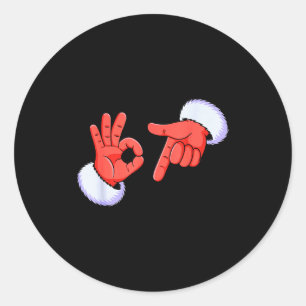 Grappige Zes Zeven 67 Meme 6 7 Kerstman Santa Hand Ronde Sticker