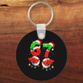 Grappige Zes Zeven 67 Meme 6 7 Kerstman Santa Hand Sleutelhanger (Voorkant)