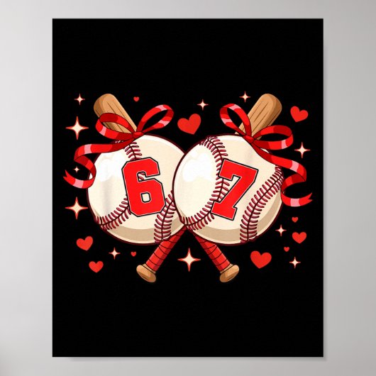 Grappige Zes Zeven 67 Meme Honkbal Poster (Voorkant)