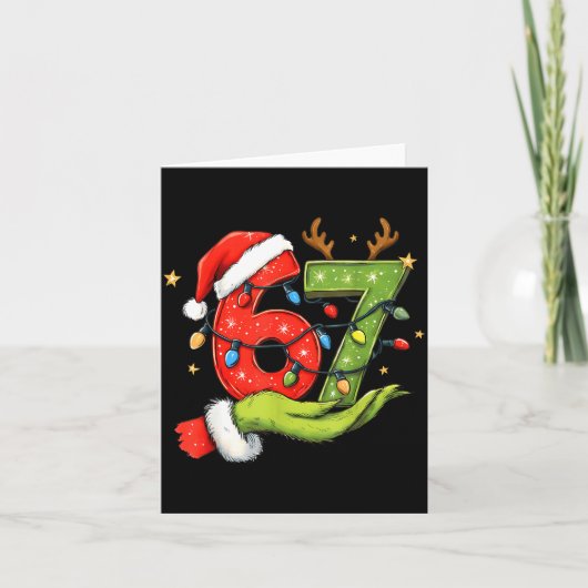 Grappige Zes Zeven 67 Meme Kerstman Kerst Brainrot Kaart (Voorkant)