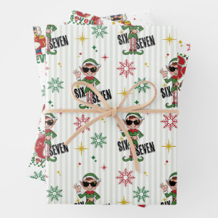 Grappige Zes Zeven 67 Meme Retro Kerst Vakantie Hu Inpakpapier Vel