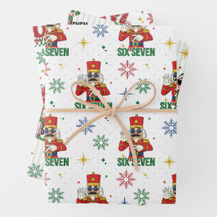 Grappige Zes Zeven 67 Meme Retro Kerstmis Humor Ka Inpakpapier Vel