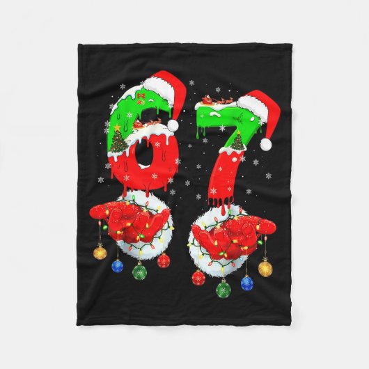 Grappige Zes Zeven 67 Mop 6 7 Kerstman Hand B Fleece Deken (Voorkant)