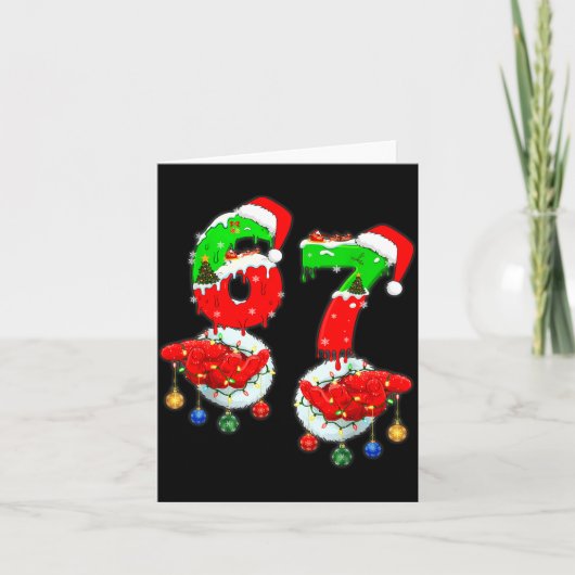 Grappige Zes Zeven 67 Mop 6 7 Kerstman Hand B Kaart (Voorkant)