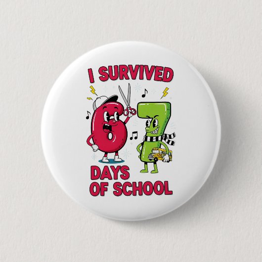 Grappige Zes Zeven 67 School Meme Nummers Leraar S Ronde Button 5,7 Cm (Voorkant)