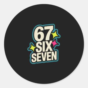 Grappige zes zeven 6 7 meme 1  ronde sticker