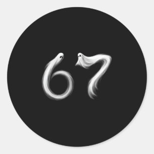 Grappige Zes Zeven 6 7 Meme 67 Ontwerp Spook Hallo Ronde Sticker