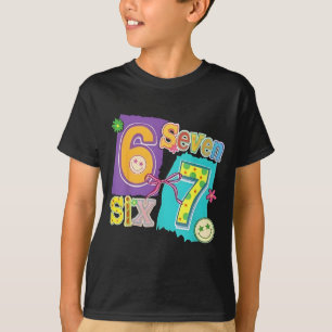 Grappige zes zeven 6 7 meme 67 ontwerp voor vrouwe t-shirt