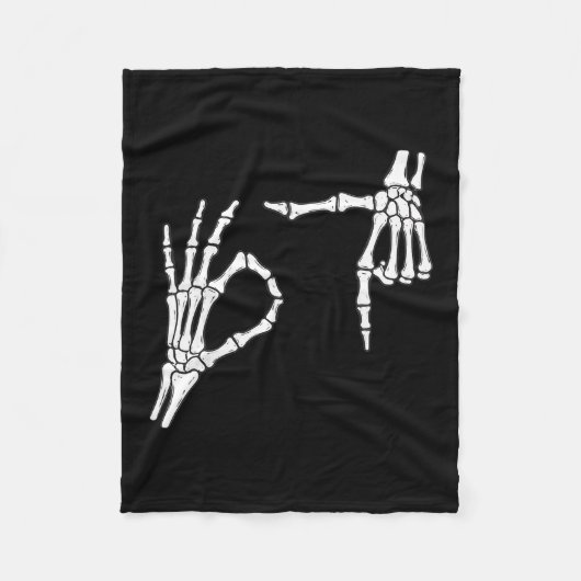Grappige Zes Zeven 6 7 Meme 67 Skelet Hand Hallowe Fleece Deken (Voorkant)