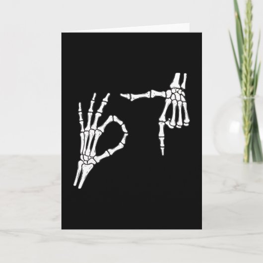 Grappige Zes Zeven 6 7 Meme 67 Skelet Hand Hallowe Kaart (Voorkant)