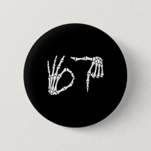 Grappige Zes Zeven 6 7 Meme 67 Skelet Hand Hallowe Ronde Button 5,7 Cm