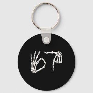 Grappige Zes Zeven 6 7 Meme 67 Skelet Hand Hallowe Sleutelhanger