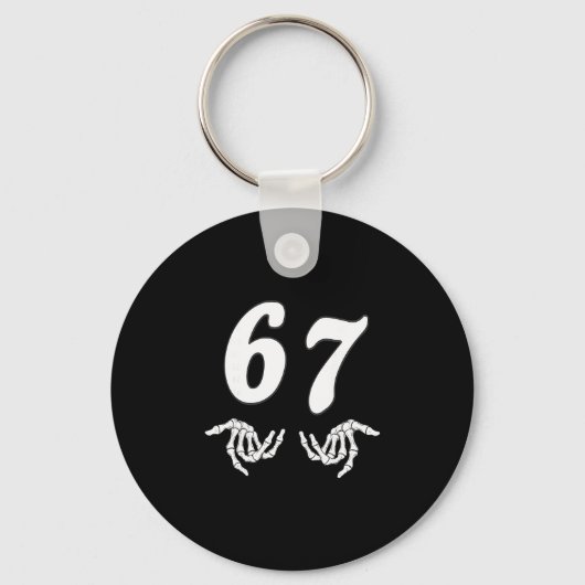 Grappige Zes Zeven 6 7 Meme 67 Skelet Hand Hallowe Sleutelhanger (Voorkant)