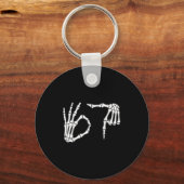 Grappige Zes Zeven 6 7 Meme 67 Skelet Hand Hallowe Sleutelhanger (Voorkant)