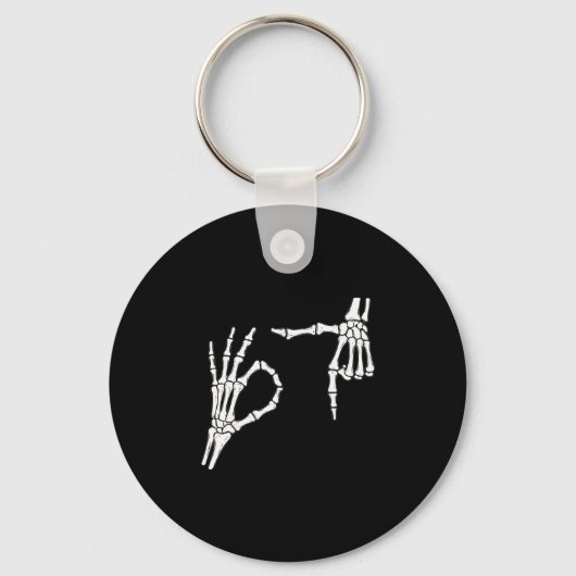 Grappige Zes Zeven 6 7 Meme 67 Skelet Hand Hallowe Sleutelhanger (Voorkant)