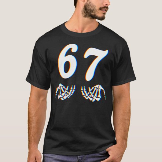 Grappige Zes Zeven 6 7 Meme 67 Skelet Hand Hallowe T-shirt (Voorkant)