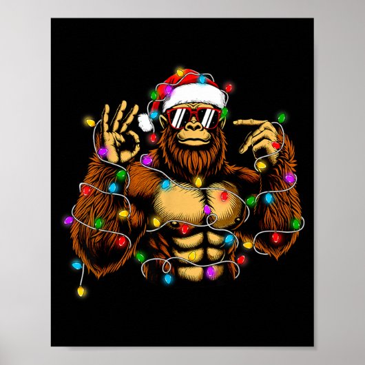 Grappige zes zeven 6 7 meme Bigfoot kerstverlichti Poster (Voorkant)