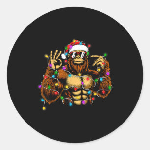 Grappige Zes Zeven 6 7 Meme Bigfoot Kerstverlichti Ronde Sticker