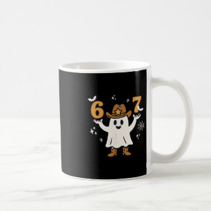 Grappige Zes Zeven 6 7 Meme Cowboy Geest Halloween Koffiemok