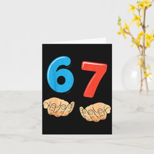 Grappige Zes Zeven 6 7 Meme Gen Alpha Sla Jargon 6 Kaart (Gele Bloem)