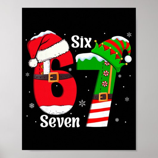 Grappige Zes Zeven 6 7 Meme Gen Alpha Slaan Santa Poster (Voorkant)