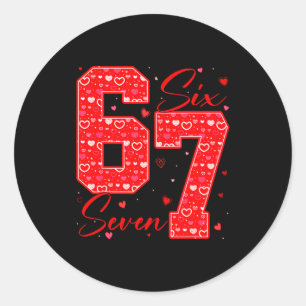 Grappige zes zeven 6 7 Meme harten Cud Valentijnsd Ronde Sticker