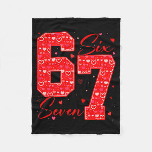 Grappige zes zeven 6 7 Meme Harten Cupido Valentij Fleece Deken