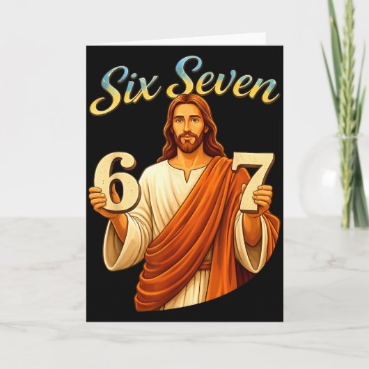 Grappige zes zeven 6 7 meme Jezus christen mannen Kaart (Voorkant)
