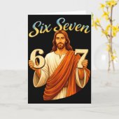 Grappige zes zeven 6 7 meme Jezus christen mannen Kaart (Gele Bloem)