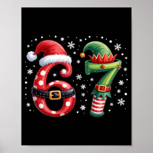 Grappige Zes Zeven 6 7 Meme Kerst Humor Kerstman E Poster