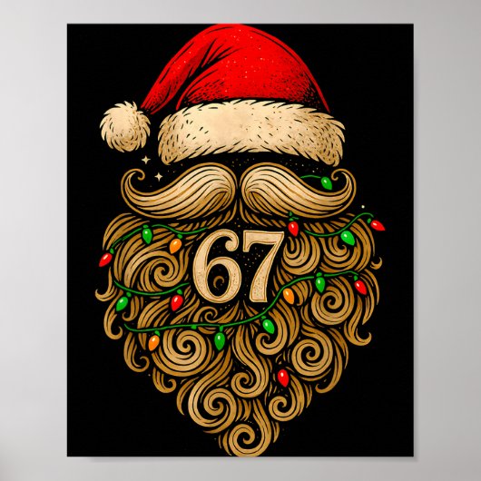 Grappige Zes Zeven 6 7 Meme Kerstman Baard Kerstma Poster (Voorkant)