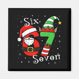 Grappige Zes Zeven 6 7 Meme Kerstman Elf Nummer Magneet